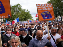 Image: Thousands Protest Coronavirus Health Pass in France Police Bracing for Clashes