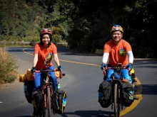 Image: Couple cycling through Vietnam to celebrate Tet