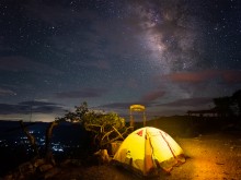 Image: Camping alone at night, watching the galaxy at Hang Kia
