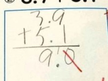 Image: Controversy over the mathematics drawback 3.9 + 5.1 = 9.0 was wrongly crossed out by the trainer, the Ministry of Training obtained concerned