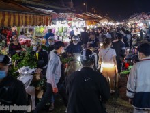 Image: The largest night flower market in Hanoi is crowded with customers before October 20
