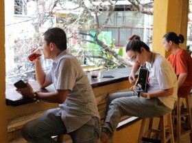 Image: Peaceful Saigon on the corner of the apartment coffee