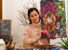Image: The girl ‘painted’ the picture with scrap paper