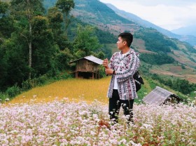 Image: The boy “hunts” flowers along the country