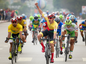 Image: Javier Perez Spanish cyclist won the third stage of HTV Cup national race
