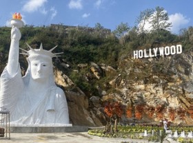 Image: Officials to inspect construction of disproportionate Statue of Liberty replica in northern Vietnam