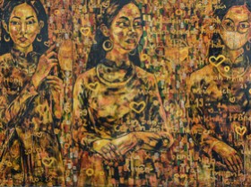 Image: Hanoi artist incorporates snapshots of pandemic life into lacquer painting