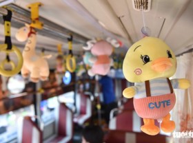 Image: Saigon bus attendant adorns public vehicle with plush toy collection