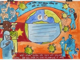 Image: Children encourage pandemic fighting spirit through paintings