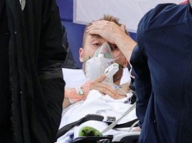 Image: Denmark's Eriksen had cardiac massage on pitch, was able to speak before going to hospital -team doctor