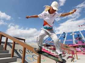 Image: Olympics: Japan's Nishimura shoulders hopes for second skateboarding gold