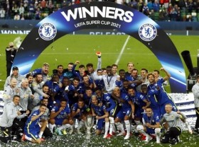 Image: Football: Kepa the hero as Chelsea win Super Cup 6-5 on penalties