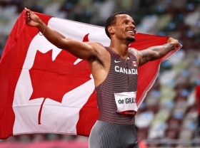 Image: Olympics: Athletics- Gold for De Grasse, another huge 400m hurdles record