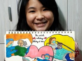 Image: 11 Year old Girl Draws Pictures of White Blouse Soldiers Fighting Against Covid 19