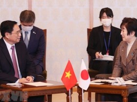 Image: PM Pham Minh Chinh meets with leaders of Japan's Parliament