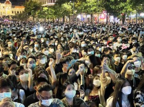 Image: People poured into the streets to welcome the new year