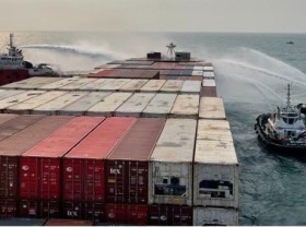Image: Owner of container ship blazed off Vietnamese coast thanks for help