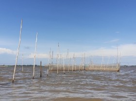 Image: Floods overflow the fields, and people head to the water source in the season of shoveling eels and catching field fish