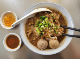 Image: 80 years old Chinese Shacha sauce noodle soup in Saigon