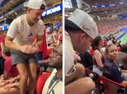 Image: Influencer Sparks Controversy by Running on World Cup Bleachers
