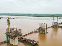 Image: Nine Pillars of the Hong Ha Bridge Emerge in the Red River