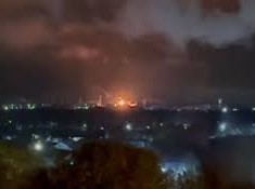 Image: Ukraine Launches Massive Drone Attack, Moscow Oil Depot Burns