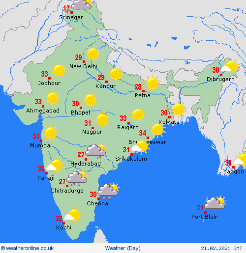 India daily weather forecast latest February 21 Scattered to fairly