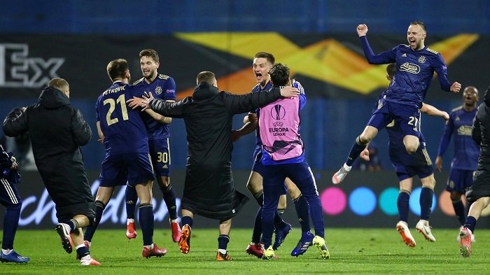 Zagreb stun Tottenham, Manchester United edge Milan to reach Europa League last eight
