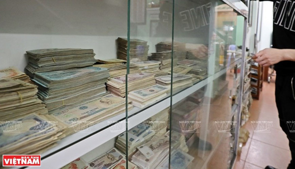 Young man with a passion for collecting old currency