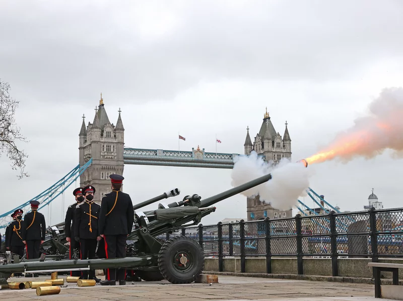 U K military gun salutes across the country to honor Prince Philip after his death