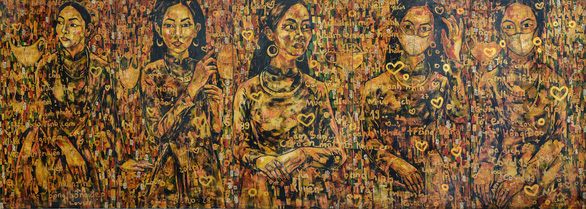 Hanoi artist incorporates snapshots of pandemic life into lacquer painting