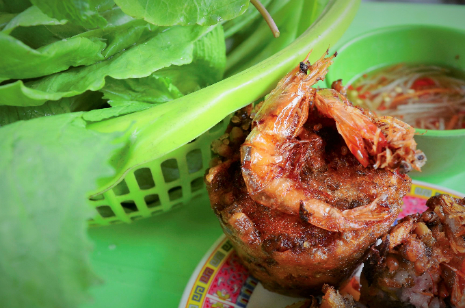 Famous traditional Khmer people s shrimp cake dishes in the delta