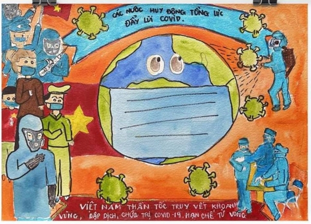 Children encourage pandemic fighting spirit through paintings