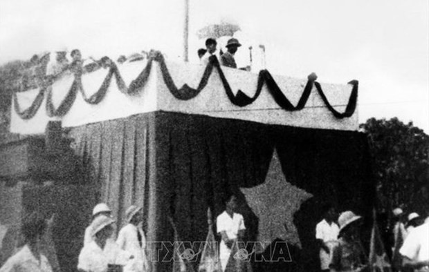 President Ho Chi Minh with Aspiration for Independence Freedom Happiness spotlighted