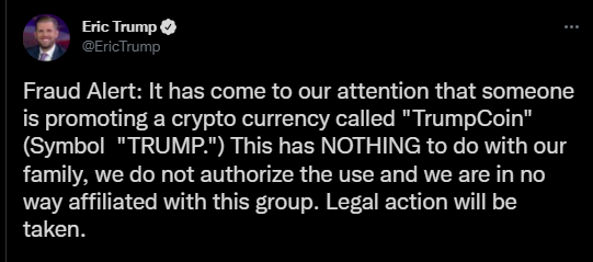 Trump’s Family Warns Against TrumpCoin