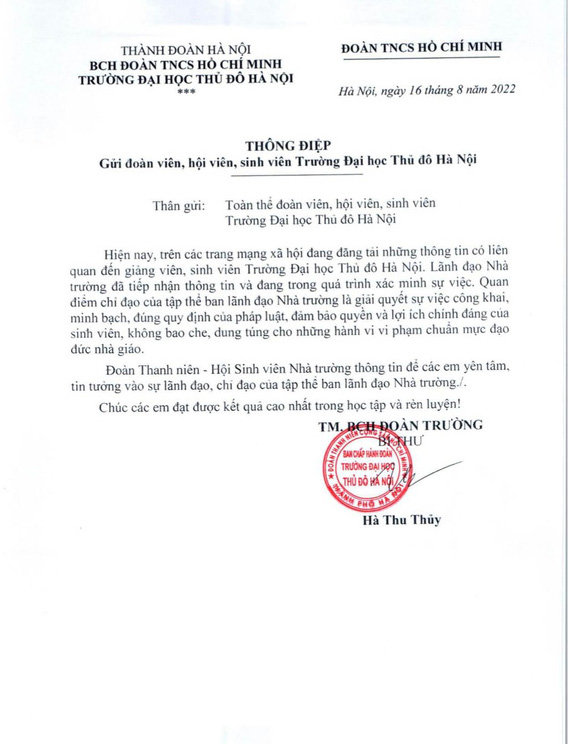 Leaders of Hanoi Capital College made a tough dedication amid the time when college students accused lecturers of sexual harassment