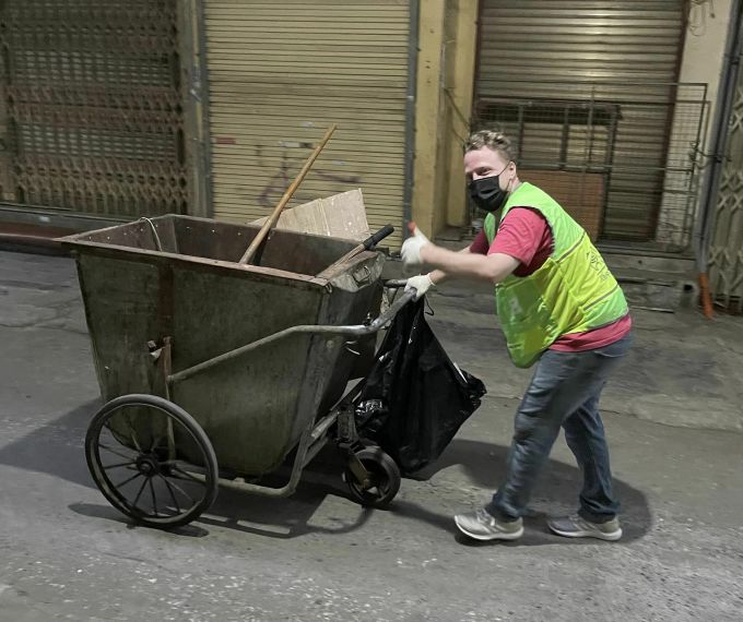 Mr. Foreign likes to clean up trash