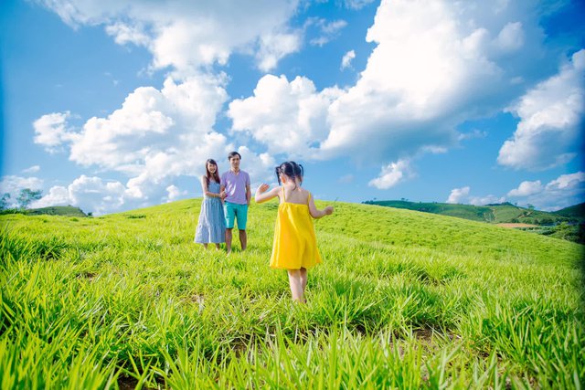 The trip of a small family to Moc Chau is warm and beautiful