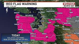 Red Flag Warning Issued Amid Thunderstorm Risks in Washington