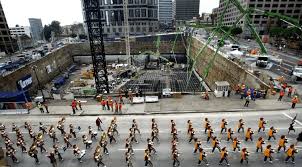 Massive Concrete Pouring Event Transforms Los Angeles Skyline