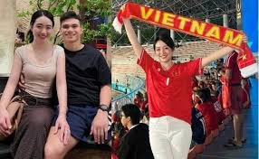 WAG Dung Trần Supports Husband Phạm Xuân Mạnh in ASEAN Cup